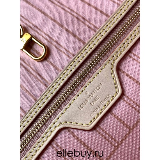 Louis Vuitton N41605 Check/Ballet Pink NEVERFULL Medium Handbag Damier Azur Canvas, Size: 32x28.5x17cm