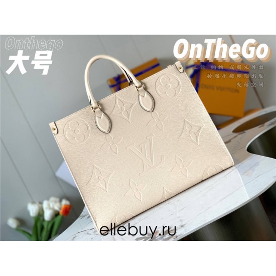 Louis Vuitton ONTHEGO Large Handbag (M45081) Off-White Embossed, Extra Large Monogram Print, Size: 41.0x34.0x19.0 cm