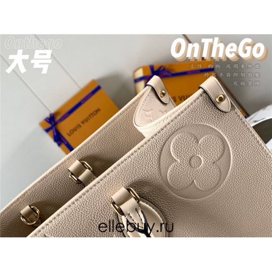 Louis Vuitton ONTHEGO Large Handbag (M45081) Off-White Embossed, Extra Large Monogram Print, Size: 41.0x34.0x19.0 cm