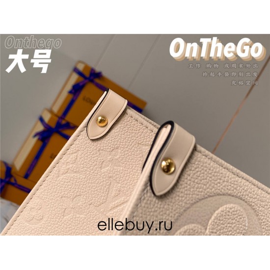 Louis Vuitton ONTHEGO Large Handbag (M45081) Off-White Embossed, Extra Large Monogram Print, Size: 41.0x34.0x19.0 cm