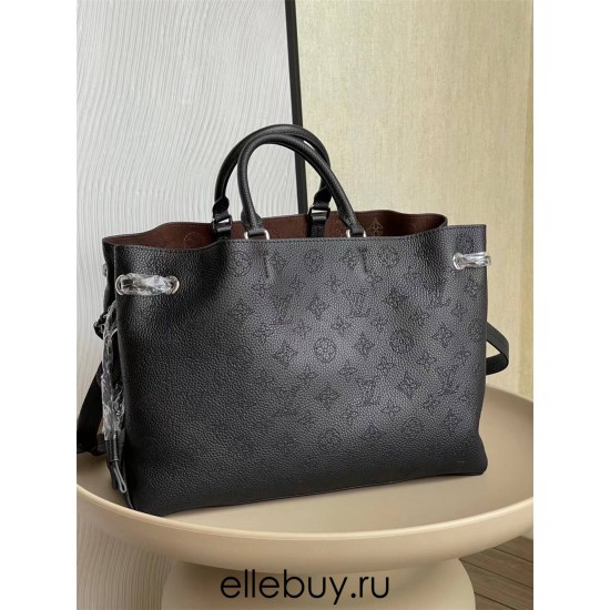 Louis Vuitton BELLA TOTE Handbag (M59200) Black, Soft Perforated Calfskin, Size: 32x23x13cm