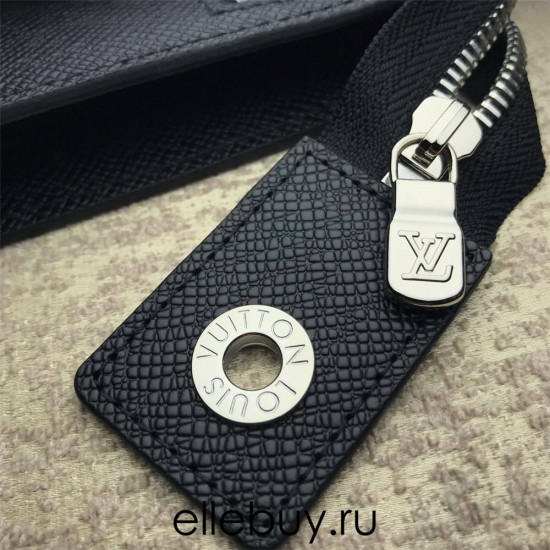 Louis Vuitton POCHETTE 24H Clutch (M30965) Black, Taïga Leather, Size: 36x25x2.5cm