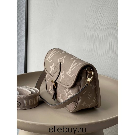 Louis Vuitton DIANE Handbag (M46388) Gray, Classic Monogram Empreinte Embossed Leather, Size: 23x16x8.5cm