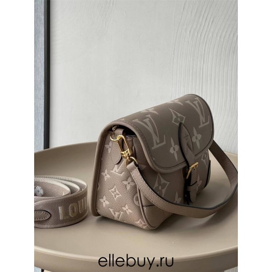 Louis Vuitton DIANE Handbag (M46388) Gray, Classic Monogram Empreinte Embossed Leather, Size: 23x16x8.5cm