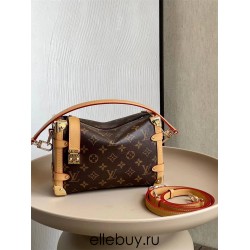 Louis Vuitton SIDE TRUNK Handbag (M46358) Nicolas Ghesquière, Small Monogram Canvas, Size: 21x14x6cm