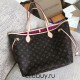 Louis Vuitton M41178 Monogram/Peony Pink NEVERFULL Medium Handbag, Size: 32x28.5x17cm