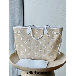 Louis Vuitton NEVERFULL Medium Handbag (M22839) White, Size: 31x28x14cm