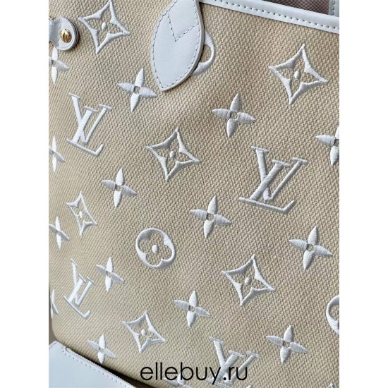 Louis Vuitton NEVERFULL Medium Handbag (M22839) White, Size: 31x28x14cm