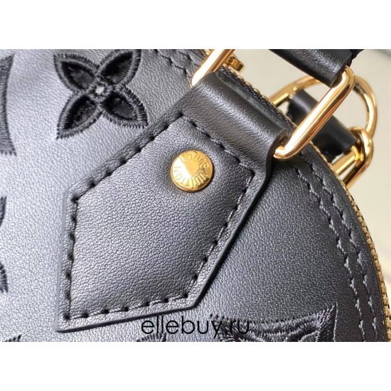 Louis Vuitton M22878 Black Embroidered Shell Bag Collection, Latest Season New Alma BB Handbag (M91606) in Soft Calfskin, Size: 23.5x17.5x11.5cm