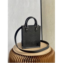 Louis Vuitton PETIT SAC PLAT Handbag (M69441) Black, Petit Sac Plat Handbag in Epi Leather Design, Size: 14x17x5cm