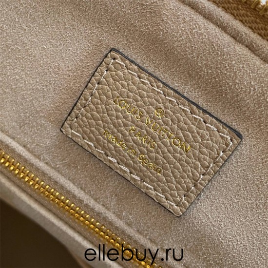 Louis Vuitton GRAND PALAIS Handbag (M45842) Gray Silk-Printed, Grand Palais Handbag in Soft Grained Leather Embossed, Size: 34x24x15cm