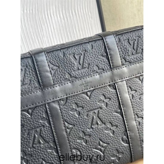 Louis Vuitton TRUNK Messenger Bag (M57726) Black, Monogram Embossed Taurillon Leather, Size: 24x18x5.5cm