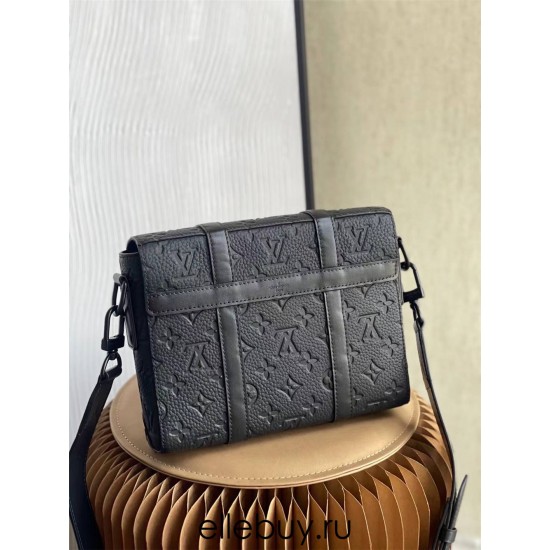 Louis Vuitton TRUNK Messenger Bag (M57726) Black, Monogram Embossed Taurillon Leather, Size: 24x18x5.5cm