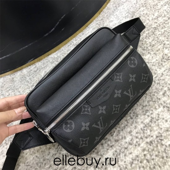 Louis Vuitton M30245 Black OUTDOOR Belt Bag, Limited Edition Outdoor Belt Bag with a mix of Monogram Canvas and Soft Taïga Leather, Size: 21x17x5cm