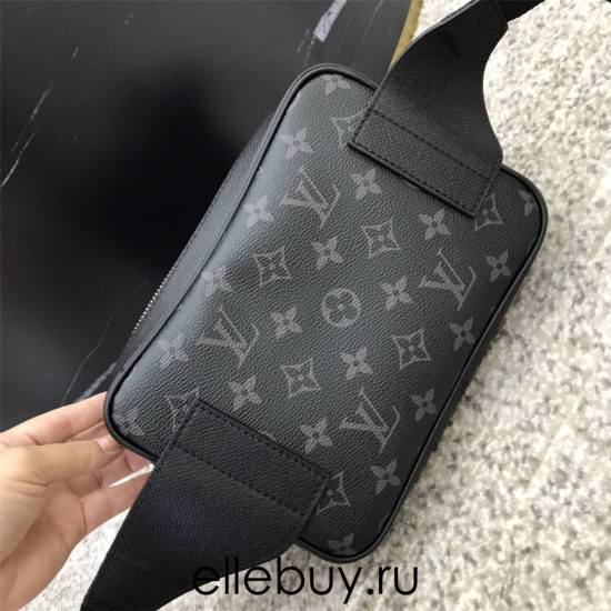 Louis Vuitton M30245 Black OUTDOOR Belt Bag, Limited Edition Outdoor Belt Bag with a mix of Monogram Canvas and Soft Taïga Leather, Size: 21x17x5cm