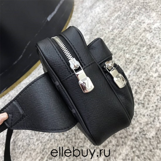 Louis Vuitton M30245 Black OUTDOOR Belt Bag, Limited Edition Outdoor Belt Bag with a mix of Monogram Canvas and Soft Taïga Leather, Size: 21x17x5cm