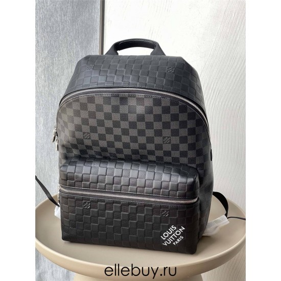 Louis Vuitton DISCOVERY Small Backpack (N40436) Black, Damier Infini Leather and Damier Graphite Canvas, Size: 30x40x20cm