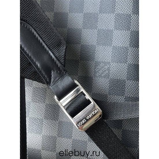 Louis Vuitton DISCOVERY Small Backpack (N40436) Black, Damier Infini Leather and Damier Graphite Canvas, Size: 30x40x20cm