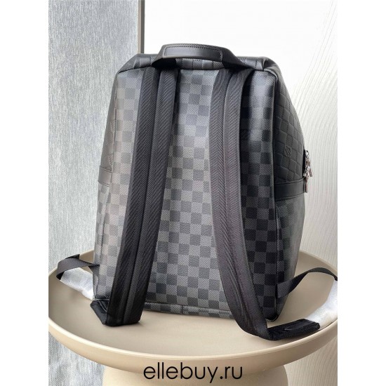 Louis Vuitton DISCOVERY Small Backpack (N40436) Black, Damier Infini Leather and Damier Graphite Canvas, Size: 30x40x20cm