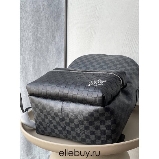 Louis Vuitton DISCOVERY Small Backpack (N40436) Black, Damier Infini Leather and Damier Graphite Canvas, Size: 30x40x20cm