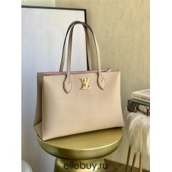 Louis Vuitton BORSA LOCKME SHOPPER Handbag (M57346) Elephant Gray, Soft Calfskin with Two Leather Shoulder Straps, Size: 38x26.5x13cm