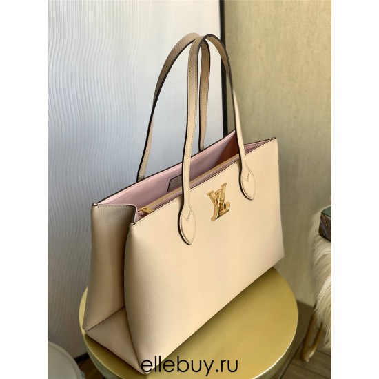 Louis Vuitton BORSA LOCKME SHOPPER Handbag (M57346) Elephant Gray, Soft Calfskin with Two Leather Shoulder Straps, Size: 38x26.5x13cm