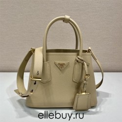 Sunny Yellow Prada Double Saffiano Leather Mini Bag 1BG443 light yellow Double Saffiano 25x18.5x12.5cm