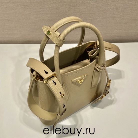 Sunny Yellow Prada Double Saffiano Leather Mini Bag 1BG443 light yellow Double Saffiano 25x18.5x12.5cm