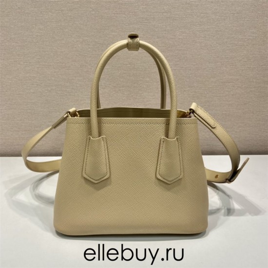 Sunny Yellow Prada Double Saffiano Leather Mini Bag 1BG443 light yellow Double Saffiano 25x18.5x12.5cm