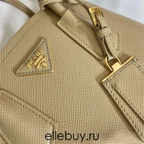 Sunny Yellow Prada Double Saffiano Leather Mini Bag 1BG443 light yellow Double Saffiano 25x18.5x12.5cm