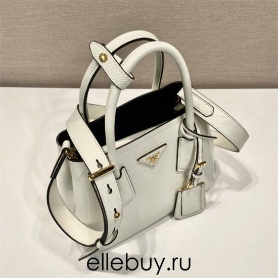  Sunny  Prada Double Saffiano Leather Mini Bag 1BG443 White Double Saffiano 25x18.5x12.5cm