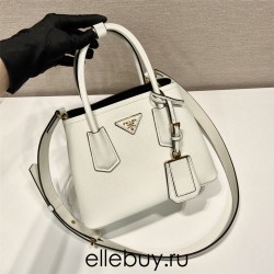  Sunny  Prada Double Saffiano Leather Mini Bag 1BG443 White Double Saffiano 25x18.5x12.5cm