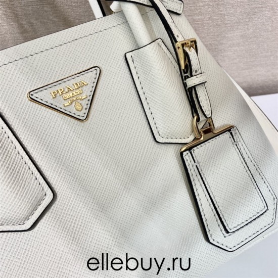  Sunny  Prada Double Saffiano Leather Mini Bag 1BG443 White Double Saffiano 25x18.5x12.5cm