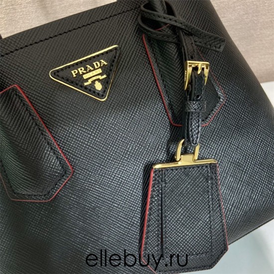  Sunny  Prada Double Saffiano Leather Mini Bag  1BG443  Black  Double  Saffiano 25x18.5x12.5cm