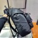 Navy Re-nylon And Saffiano Leather Backpack 2VZ135   Black  27x45x17cm