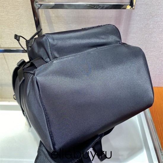 Navy Re-nylon And Saffiano Leather Backpack 2VZ135   Black  27x45x17cm