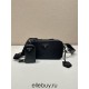 Black Re-nylon And Leather Shoulder Bag 1BH197A  22x12x7.5cm