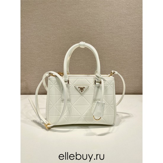 White Small Prada Galleria Saffiano Leather Bag 1BA896  Limited   24.5x16.5x11cm