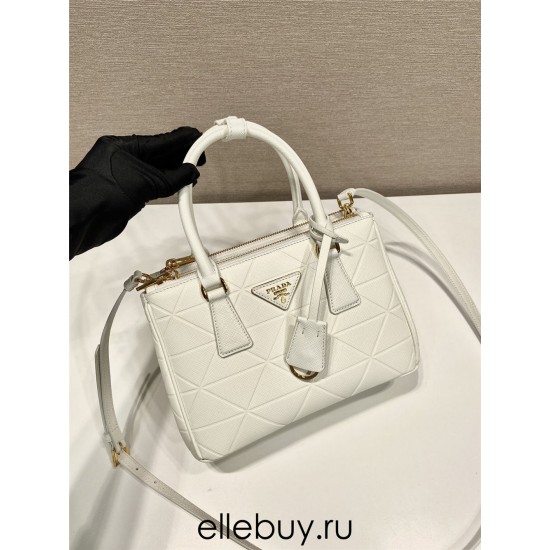 White Small Prada Galleria Saffiano Leather Bag 1BA896  Limited   24.5x16.5x11cm