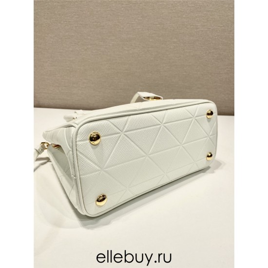 White Small Prada Galleria Saffiano Leather Bag 1BA896  Limited   24.5x16.5x11cm