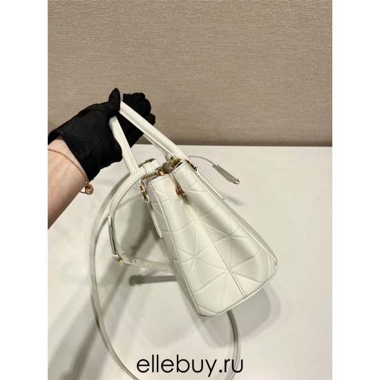 White Small Prada Galleria Saffiano Leather Bag 1BA896  Limited   24.5x16.5x11cm