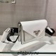 Saffiano Leather Mini Envelope Bag 1BP020A    White   Black shoulder belt  20x12x4cm