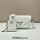 Saffiano Leather Mini Envelope Bag 1BP020A 1BP020A    White   White  shoulder belt 20x12x4cm