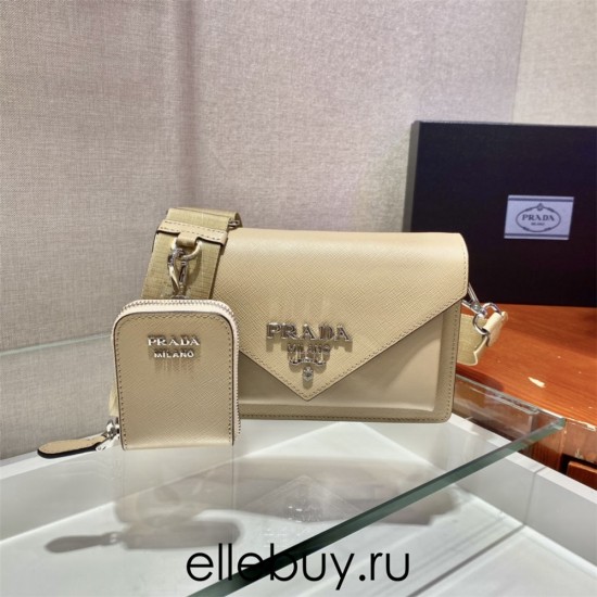 Saffiano Leather Mini Envelope Bag 1BP020A 1BP020A    apricot  20x12x4cm