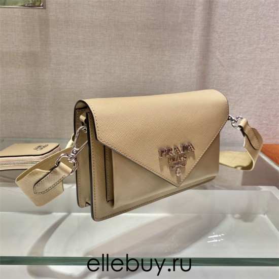 Saffiano Leather Mini Envelope Bag 1BP020A 1BP020A    apricot  20x12x4cm