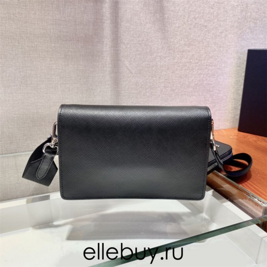 Saffiano Leather Mini Envelope Bag 1BP020A 1BP020A    Black  20x12x4cm