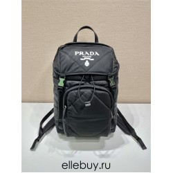 Navy Re-nylon And Saffiano Leather Backpack 2VZ135  Black   27x45x17cm