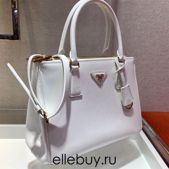 Medium Prada Galleria Saffiano Leather Bag 1BA863   White  28x20x12cm