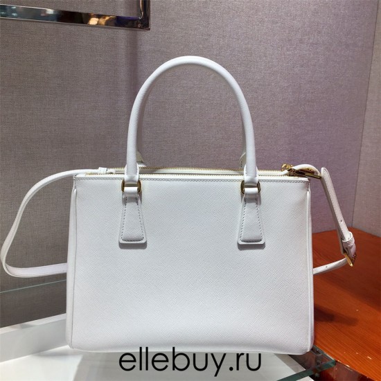 Medium Prada Galleria Saffiano Leather Bag 1BA863   White  28x20x12cm