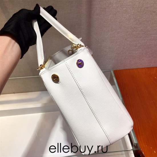 Medium Prada Galleria Saffiano Leather Bag 1BA863   White  28x20x12cm